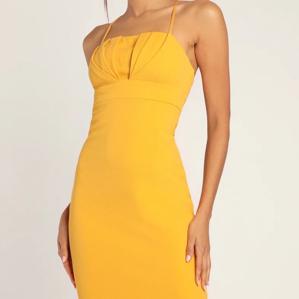 Darling Memories Yellow Sleeveless Bodycon Mini Dress